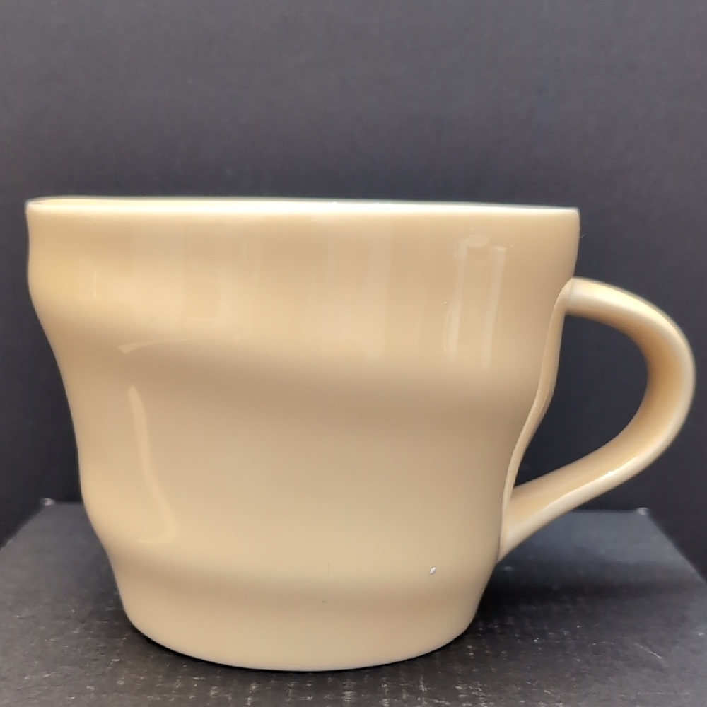 2014 Starbucks Butter Yellow Swirl,Wavy Ceramic Coffee Mug.